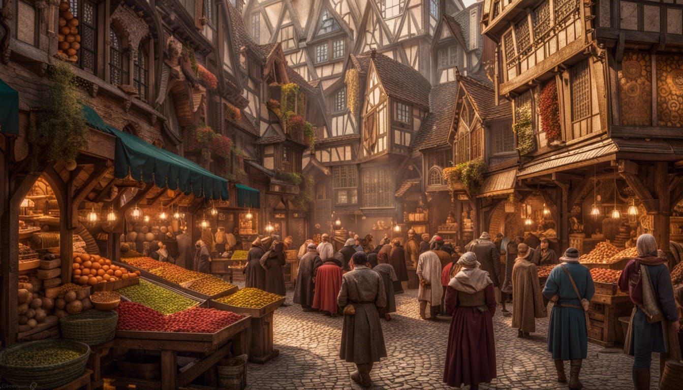 Bustling Medieval Market Photography