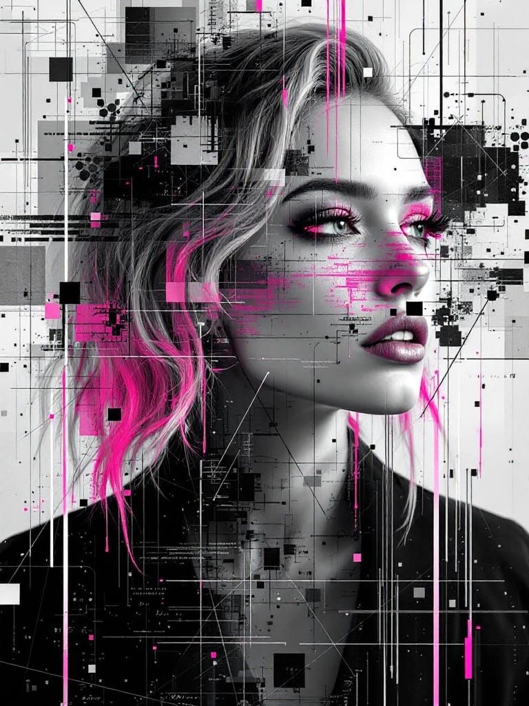 Glitching Reality: A Quantum Portrait in Cyberpunk Style