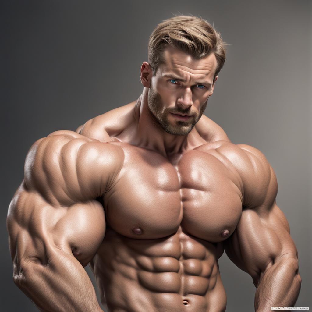 Massive Bodybuilder Flexing: Hyperrealistic Digital Art