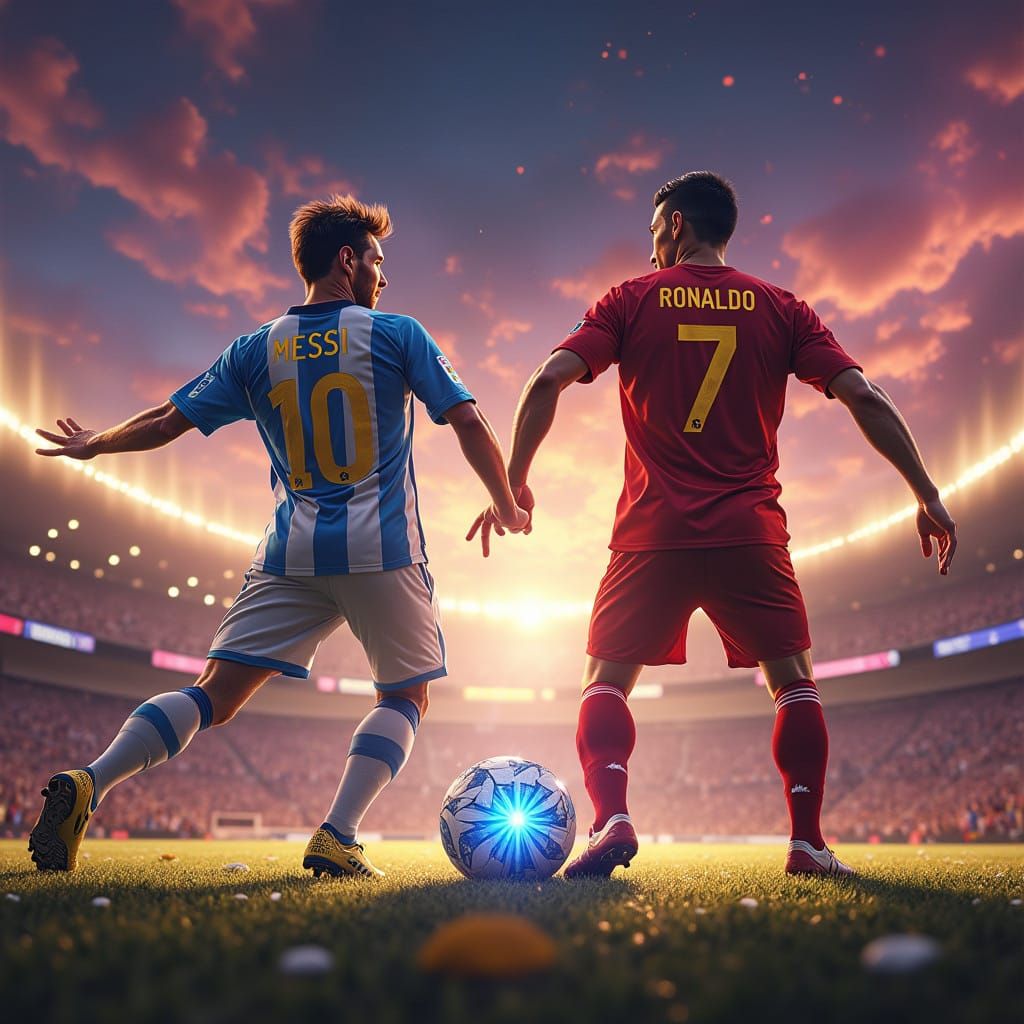 Football Legends United in Cosmic Stadium