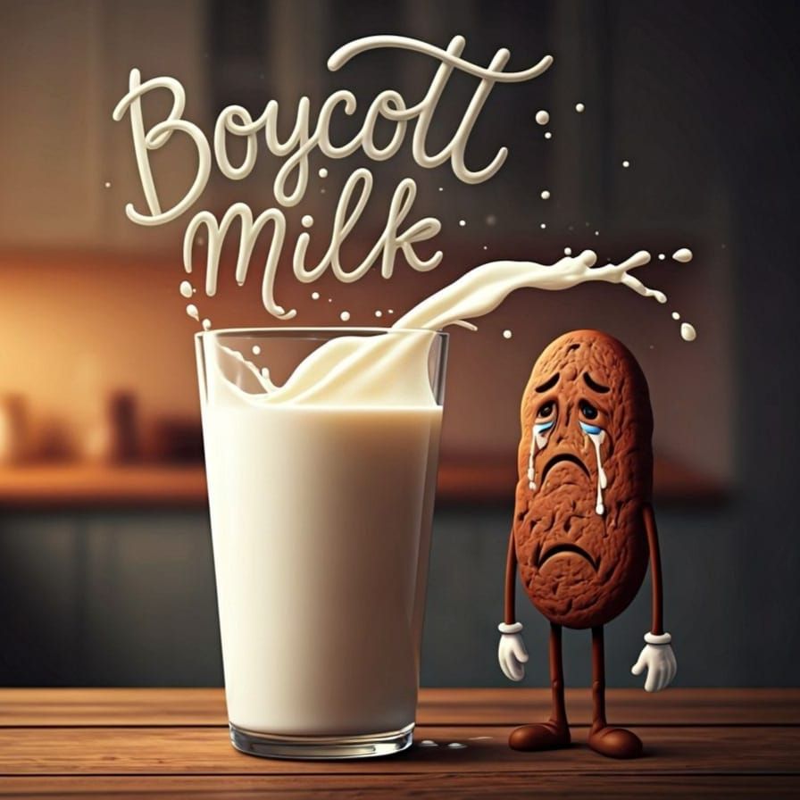 Milk Boycott Message in Cozy Kitchen Scene