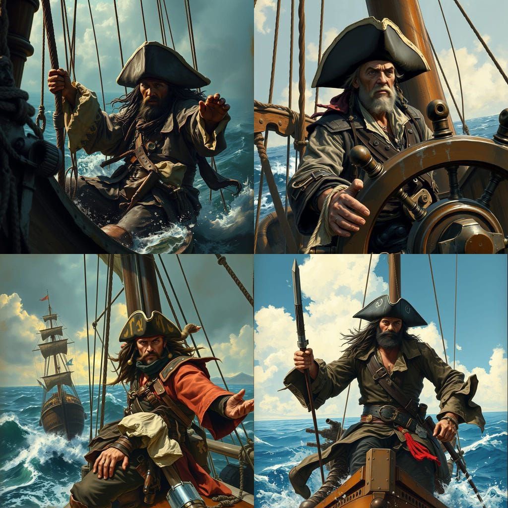 Pirate Ship Sailing with Treasure