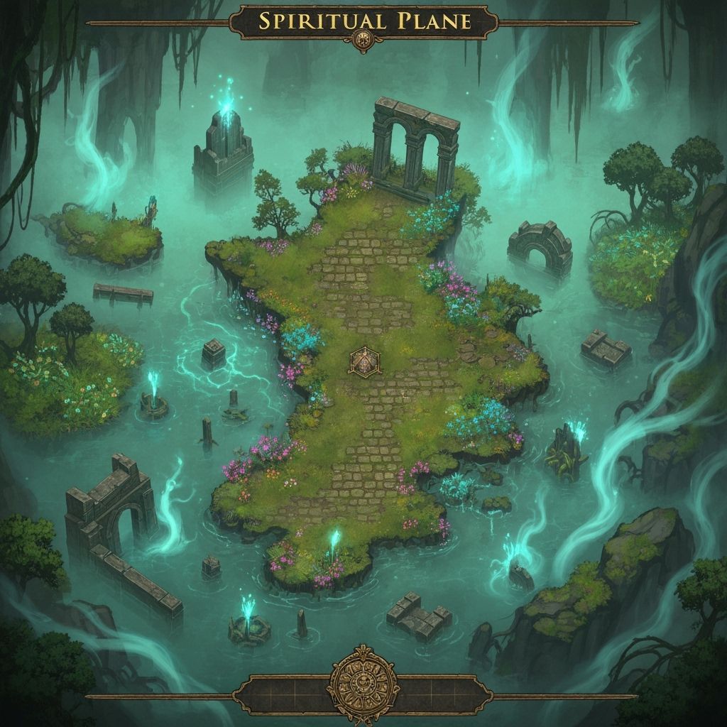 Spiritual Swamp DND Map in Painterly Style