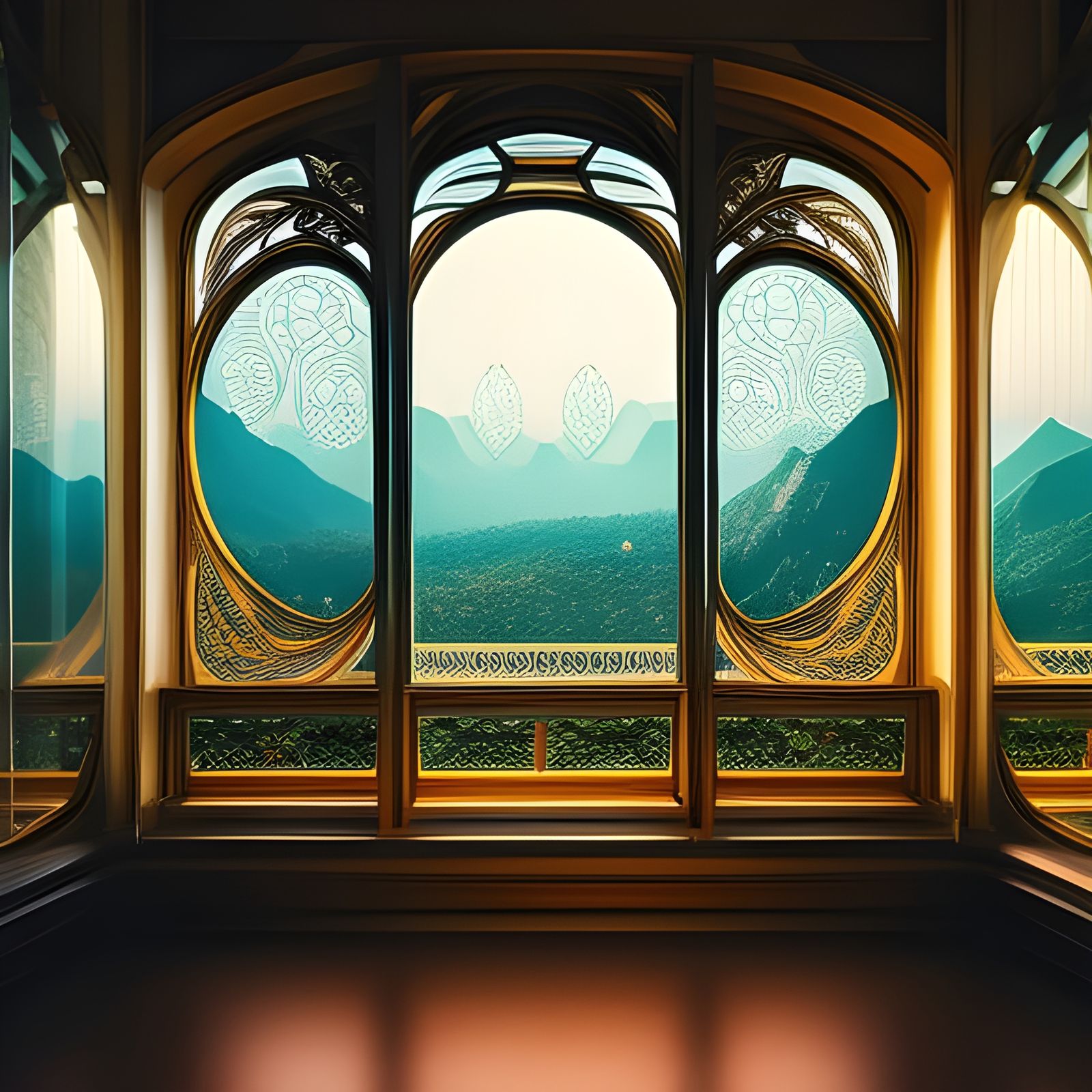 Intricate Art Nouveau Window in Dreamscape Style