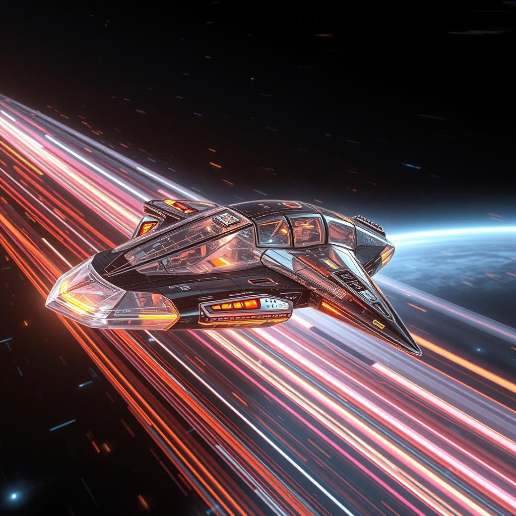 Futuristic Spaceship Creates Space-Time Distortion in Sci-Fi...