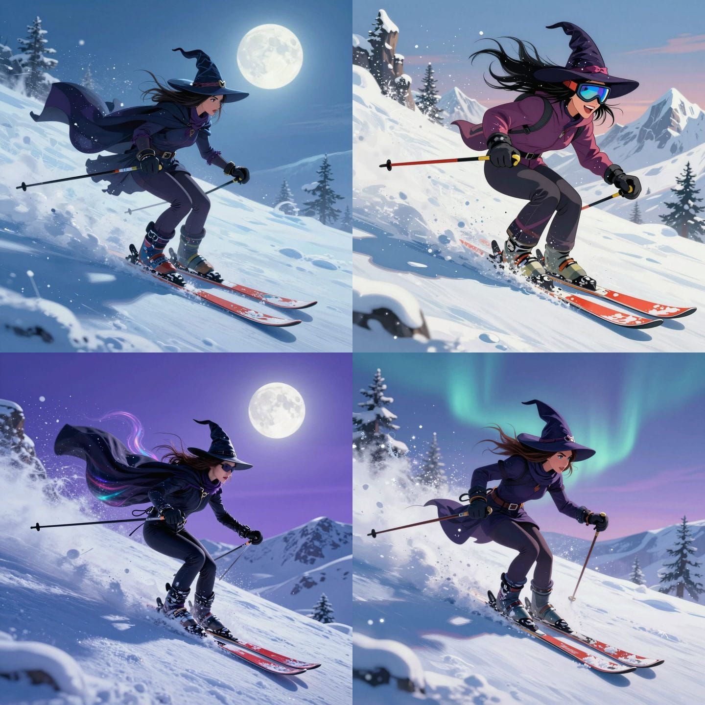 Witch on Skis: Snowy Slope Adventure