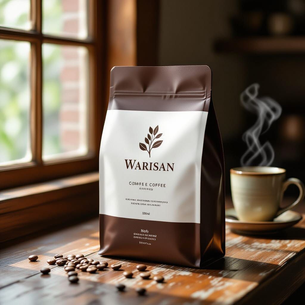 Modern "Warisan" Coffee Bag on Rustic Table