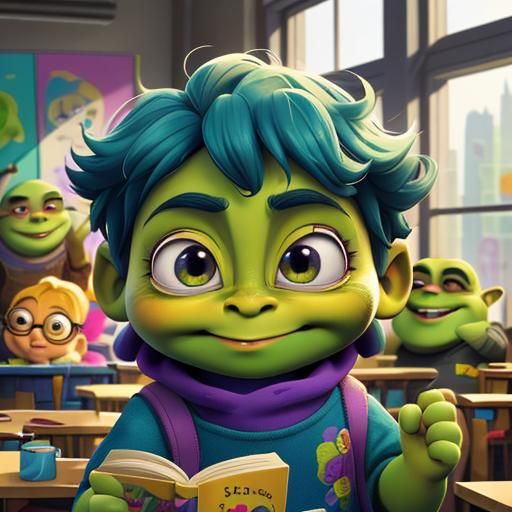 Shrek and Gru Fusion Teaching Minions, Children's Book Illus...