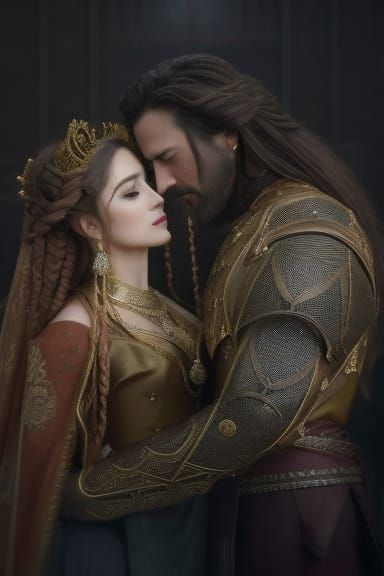 Majestic King and Queen Portrait in Hyperdetailed Style
