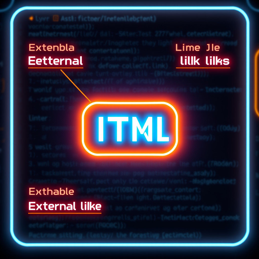 Futuristic Interface Showcasing HTML Links in Neon Style