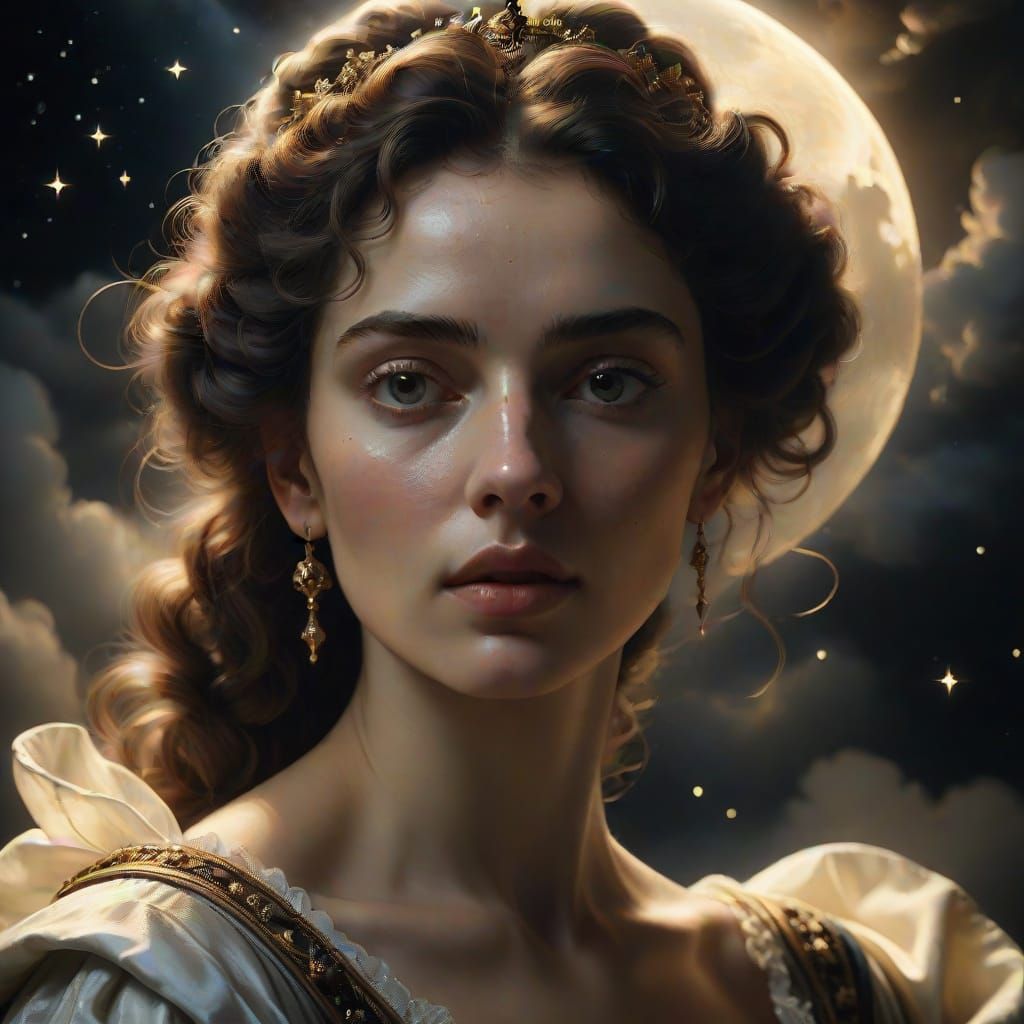 Celestial Goddess in Golden Renaissance Splendor