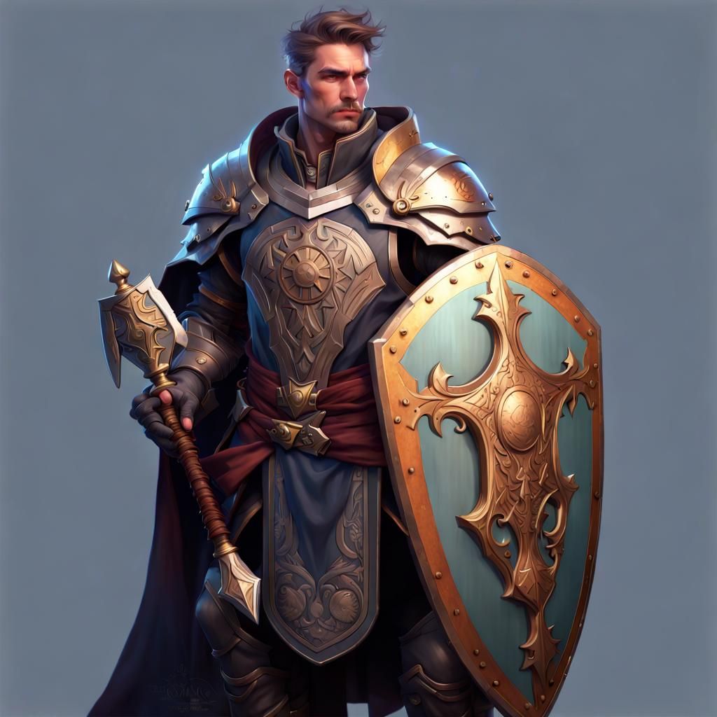 Twilight Cleric Full Body Portrait in Digital Painting Style