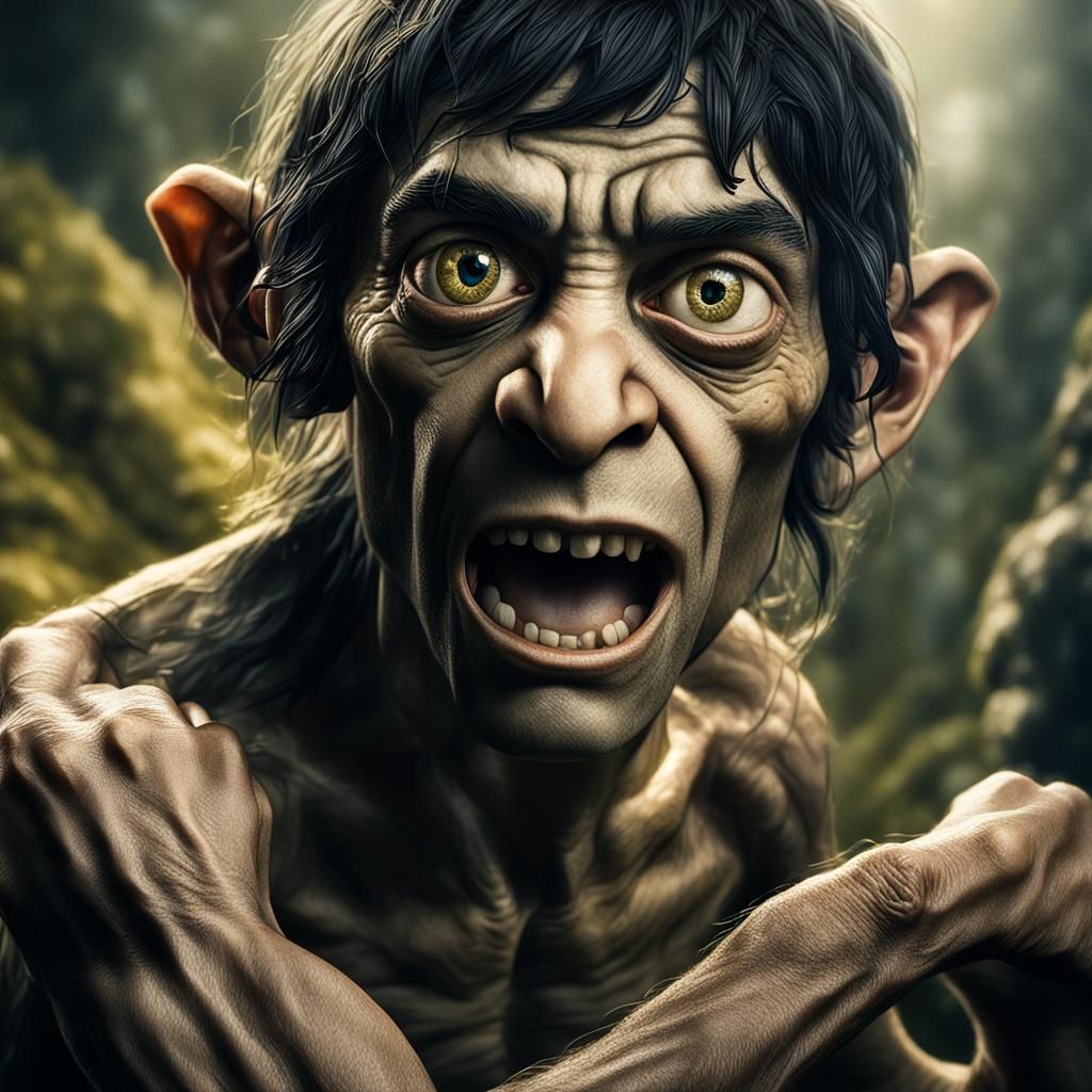 Gollum Reaching for Ring: Hyperrealistic 64 Megapixel Image