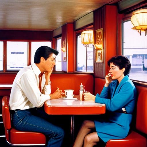 Retro Diner Scene in Photorealistic Style