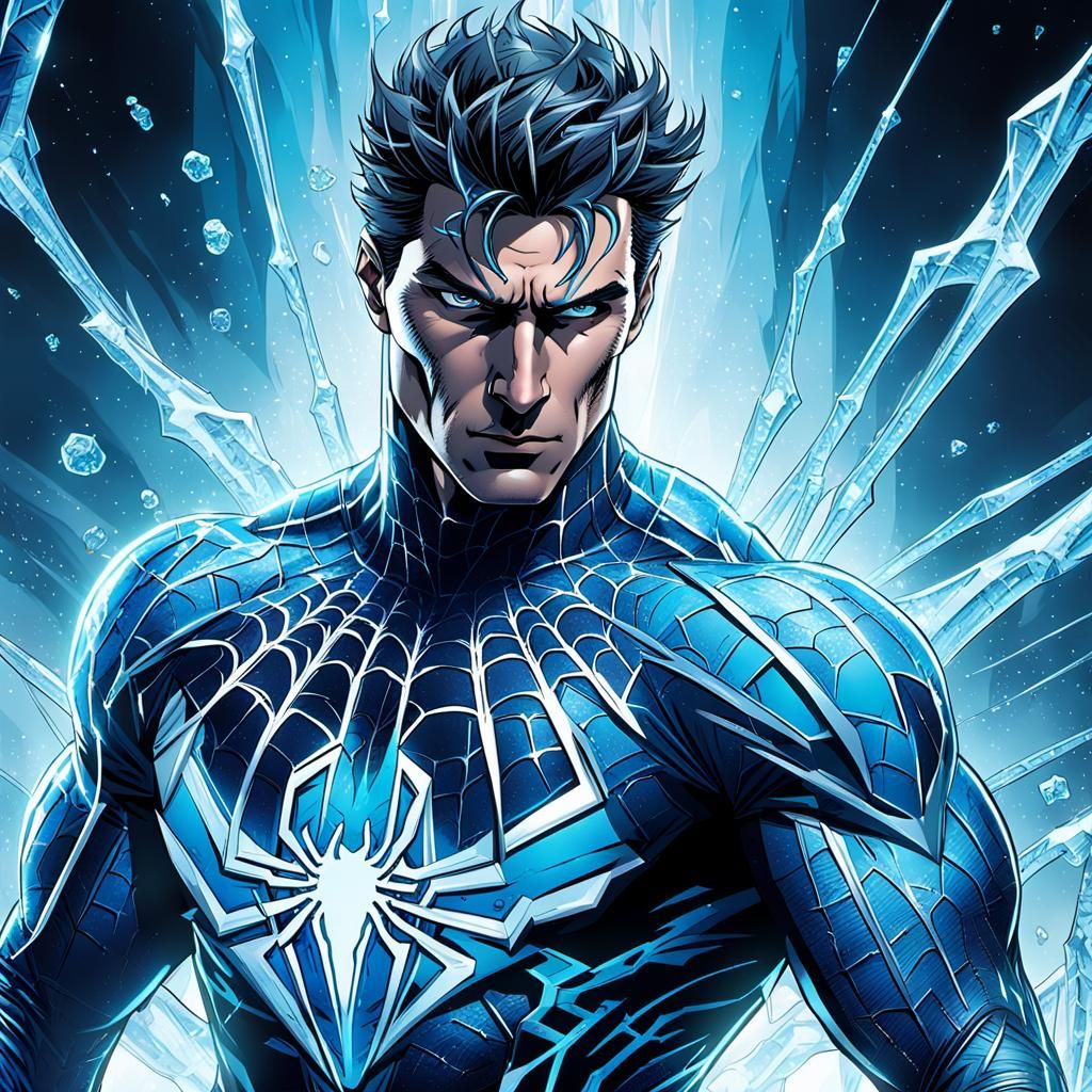 Icy Superhero Shoots Spiderwebs in Comic-Book Art