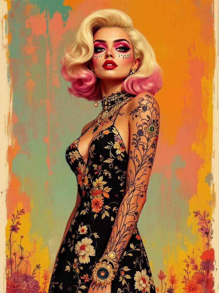 Pin-Up Woman in Festive Calavera Style