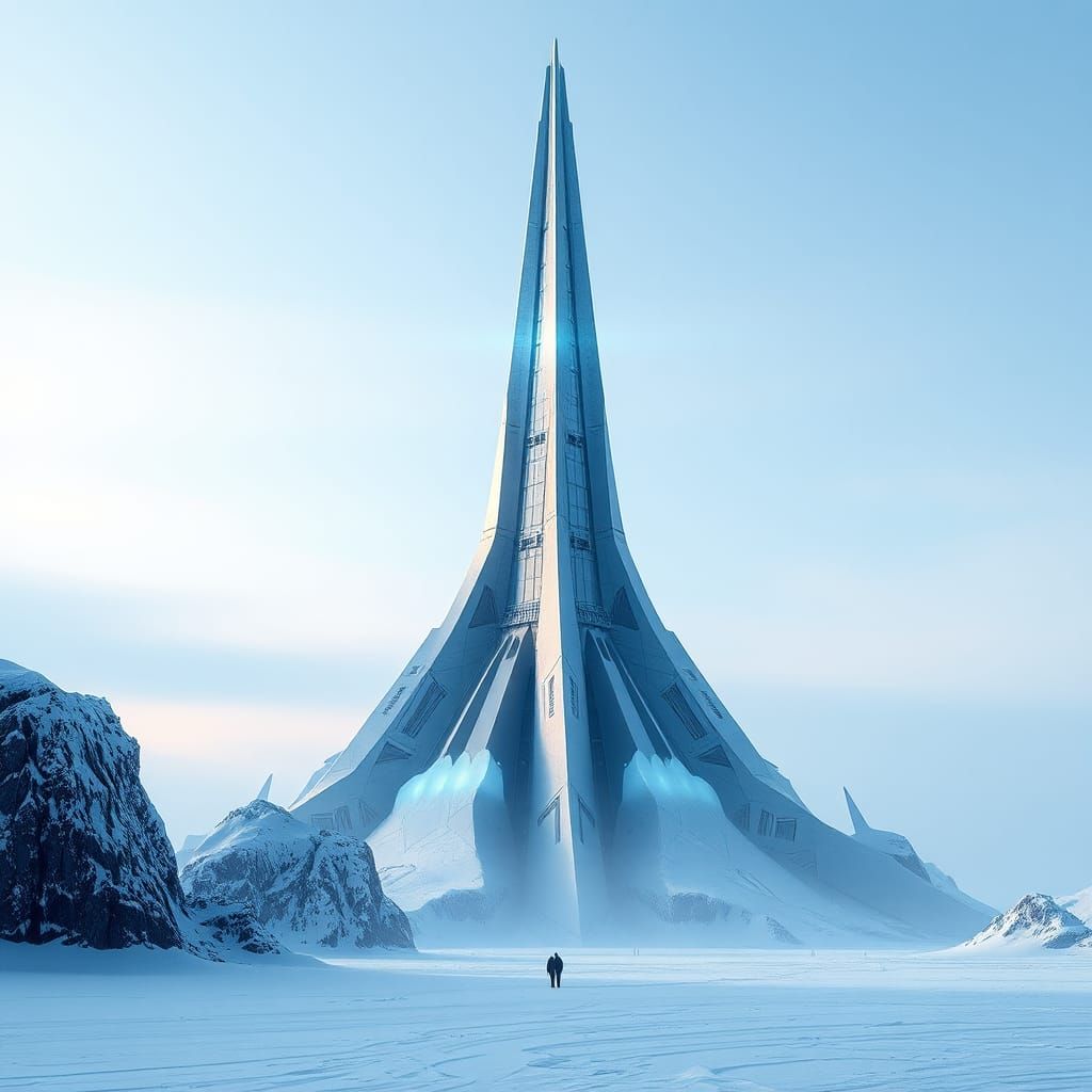 Futuristic Arctic Spire in Biomechanical Style
