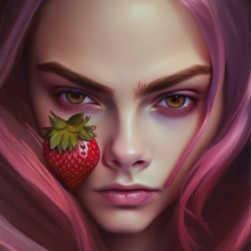 Strawberry Shortcake Portrait in Art Nouveau Style