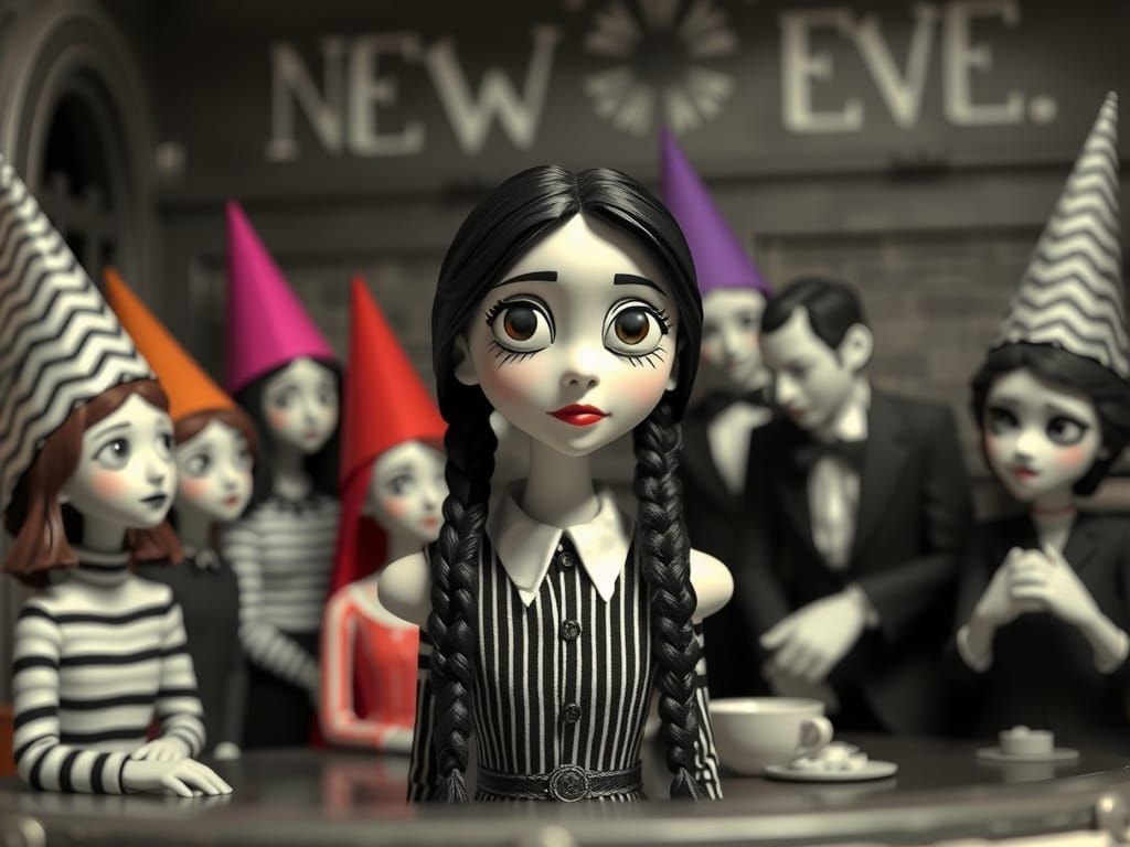 Wednesday Addams at New Year's Eve Party