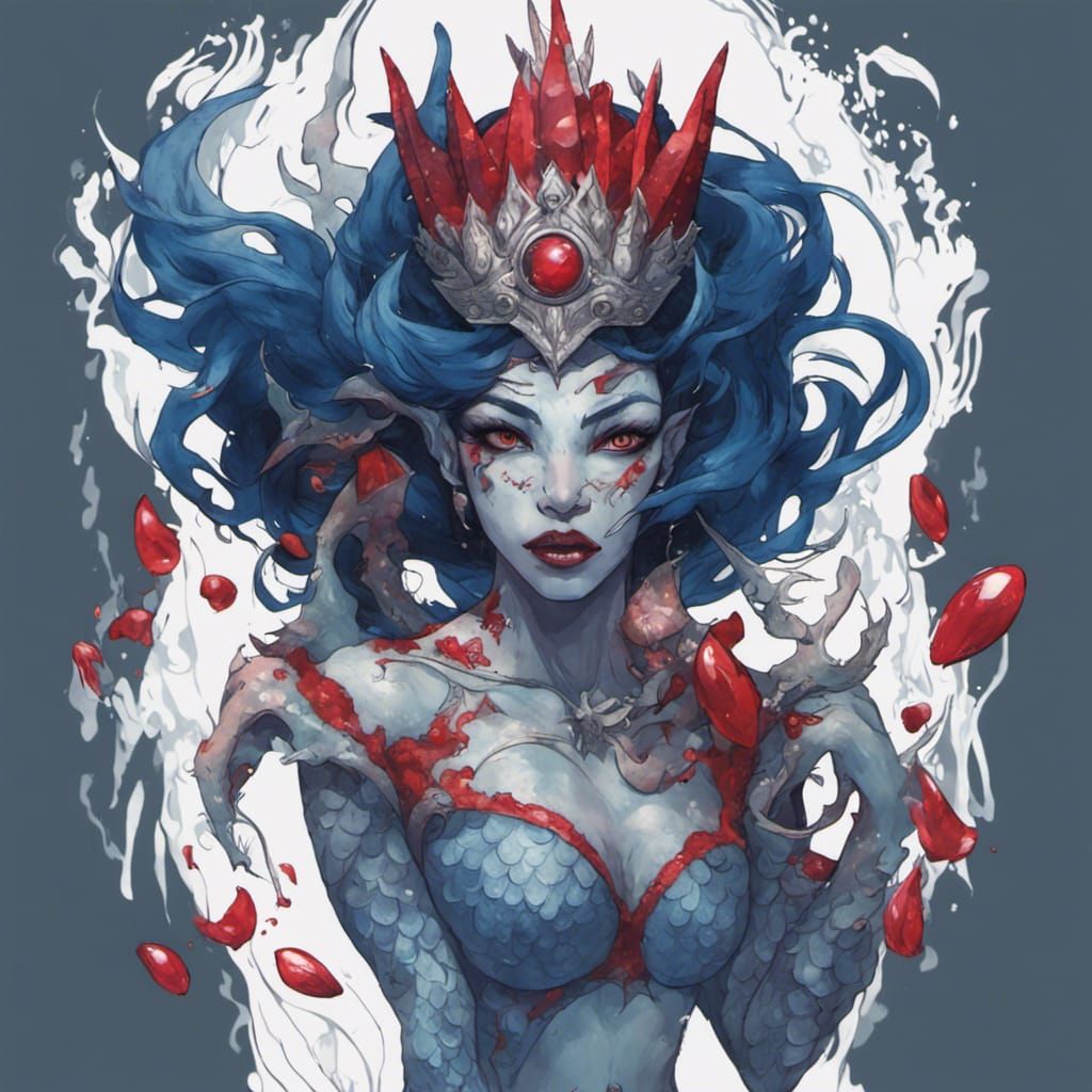 Ferocious Merfolk Paladin in Dark Fantasy Style