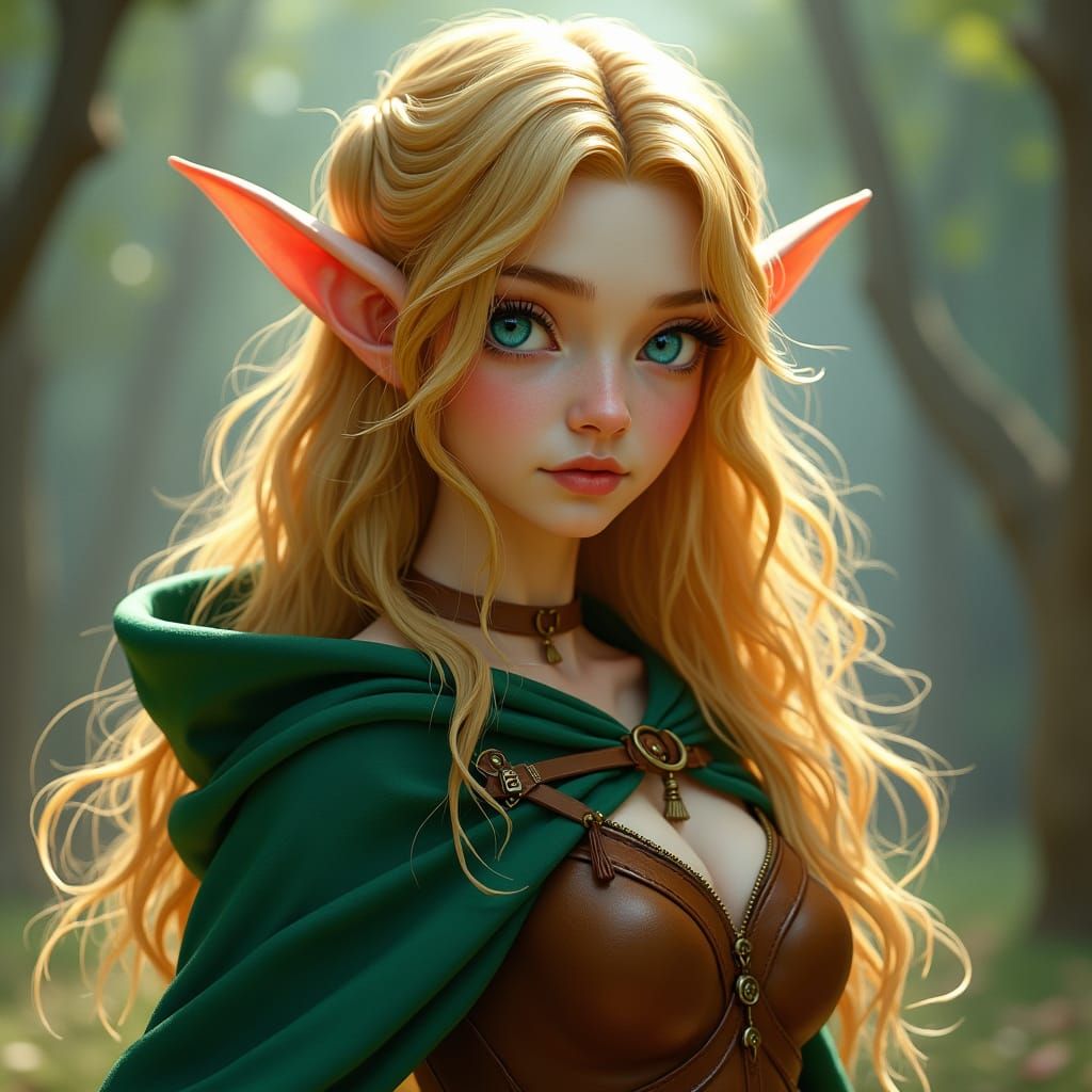Enchanting Elf with Golden Hair in Fantasy Style