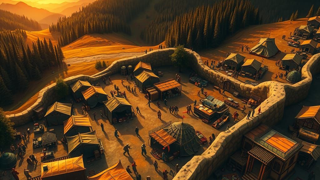 Mercenary Camp in a Golden Medieval Realm