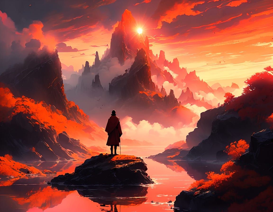 Golden Hour Majesty in Luminous Digital Art