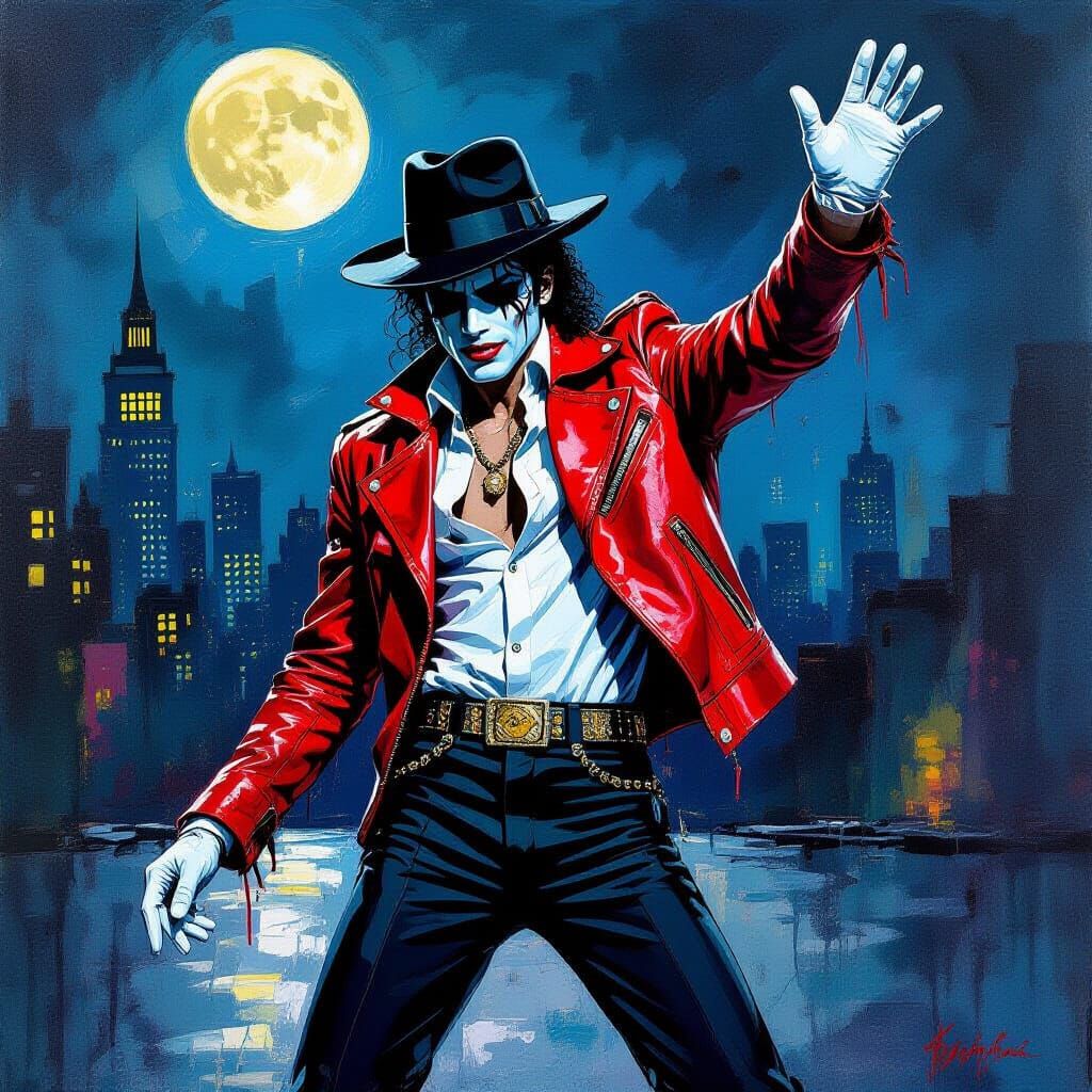 Zombie Michael Jackson Dances in Gouache Style