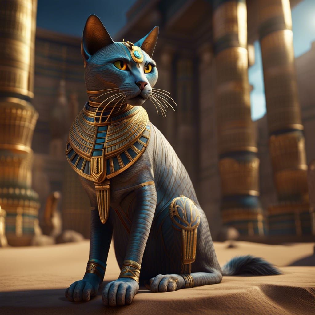 Egyptian Pharaoh Cat: Detailed Fantasy Art