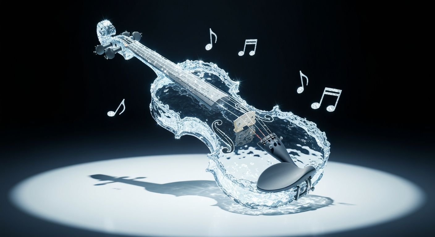 Ethereal Water Violin on Moonlit Stage