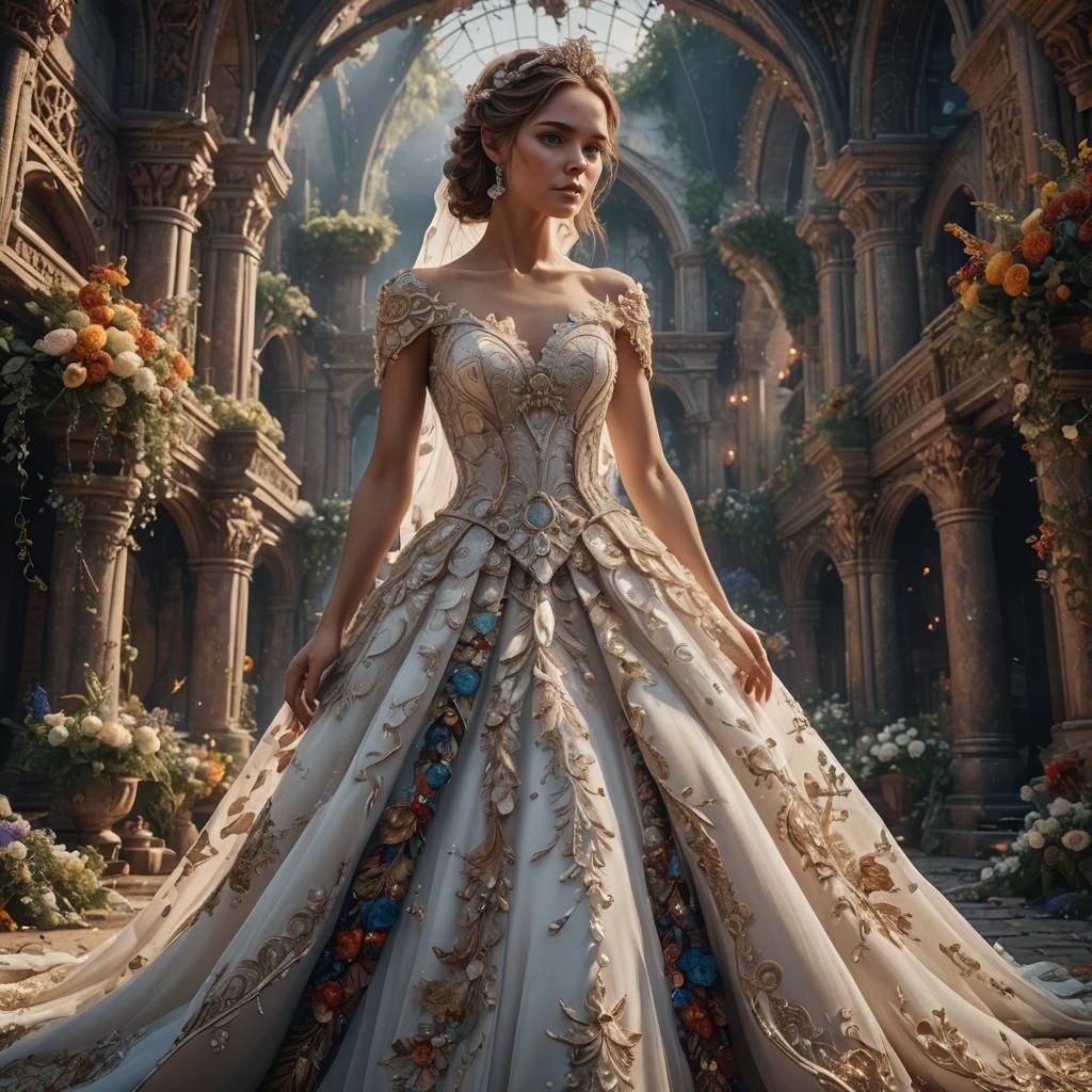 Fantastical Wedding Dress in Detailed Matte Painting