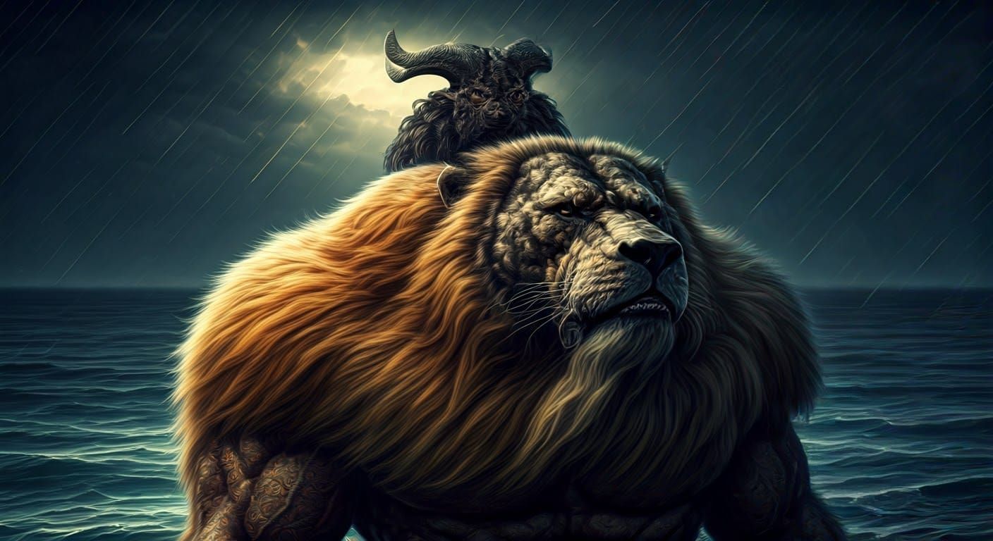 Epic Fantasy Creature Amidst Dark Abyss