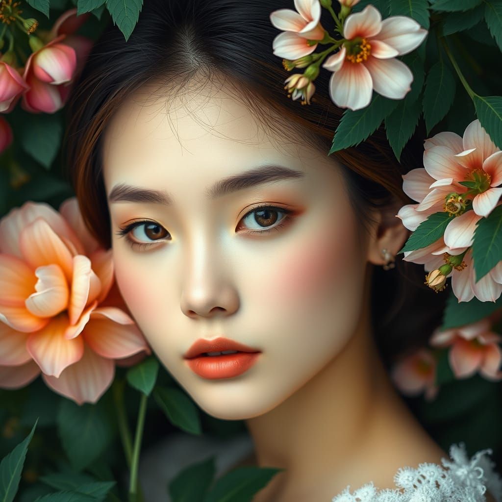 Ethereal Beauty in Lush Garden Setting