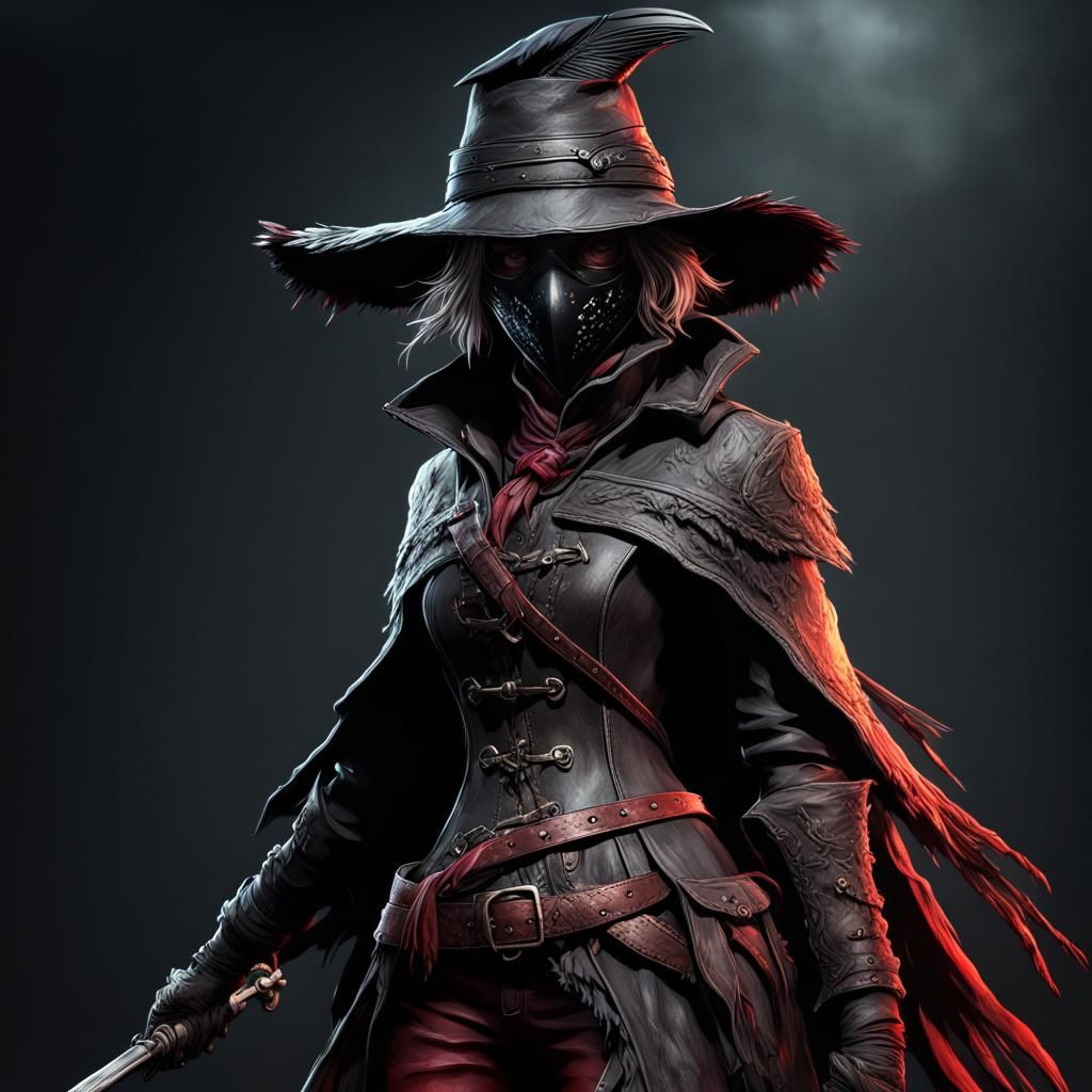 Bloodborne Female Hunter with Crow Mask in Acrylic