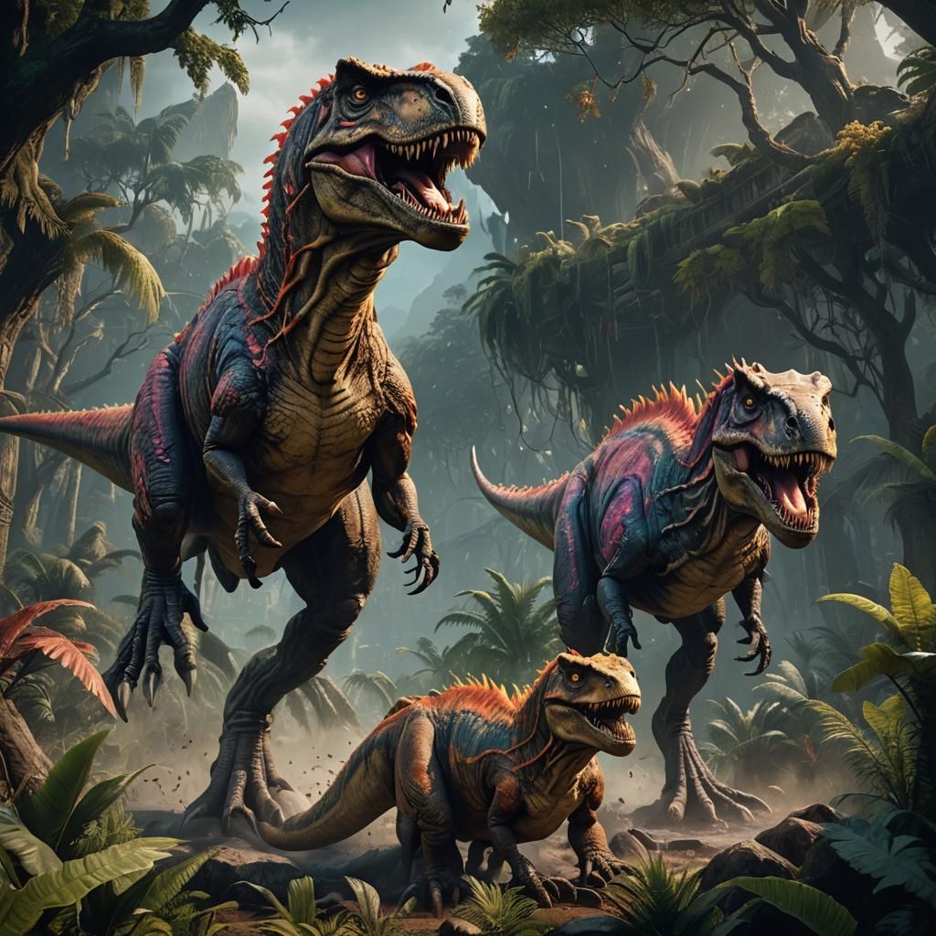 Detailed T-Rex Matte Painting in Deep Color