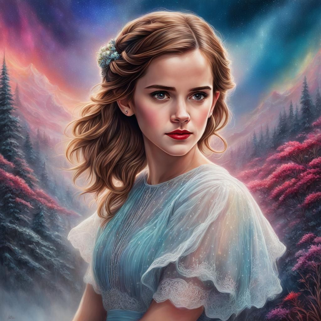 colorful Pencil sketch of A beautiful Emma Watson