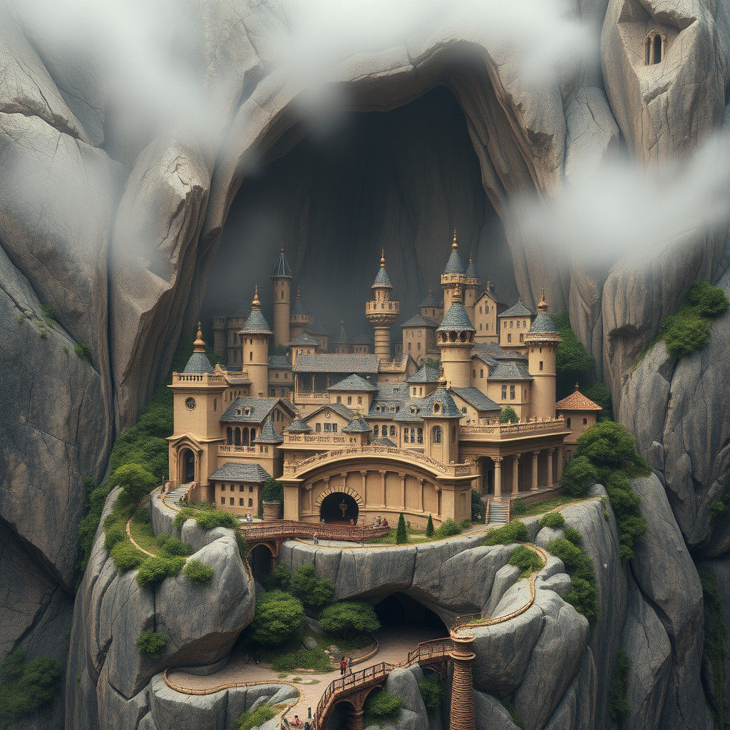 Miniature Utopian City Carved into Mountainside
