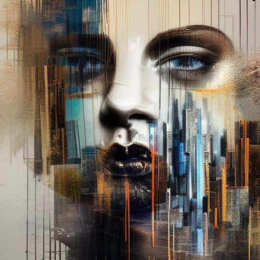 Detailed Double Exposure Portrait with City Elements