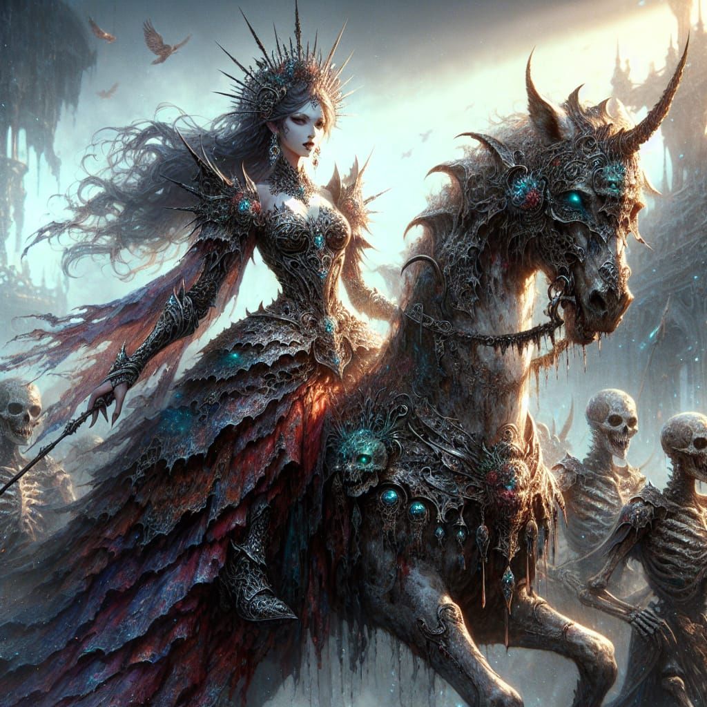 Demonic Queen on Undead Horse in Fantasy Parade