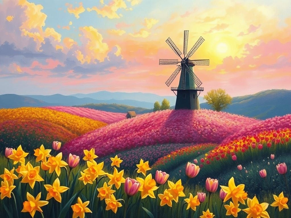 Enchanting whimsical delicate oil painting, A breathtaking l...