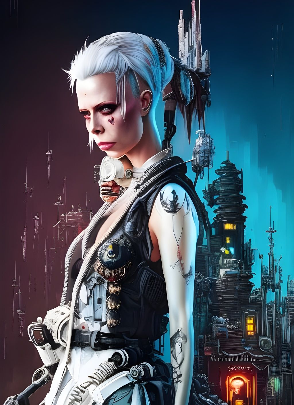 Yolandi Visser as Dystopian Grifter in Dark Cityscape