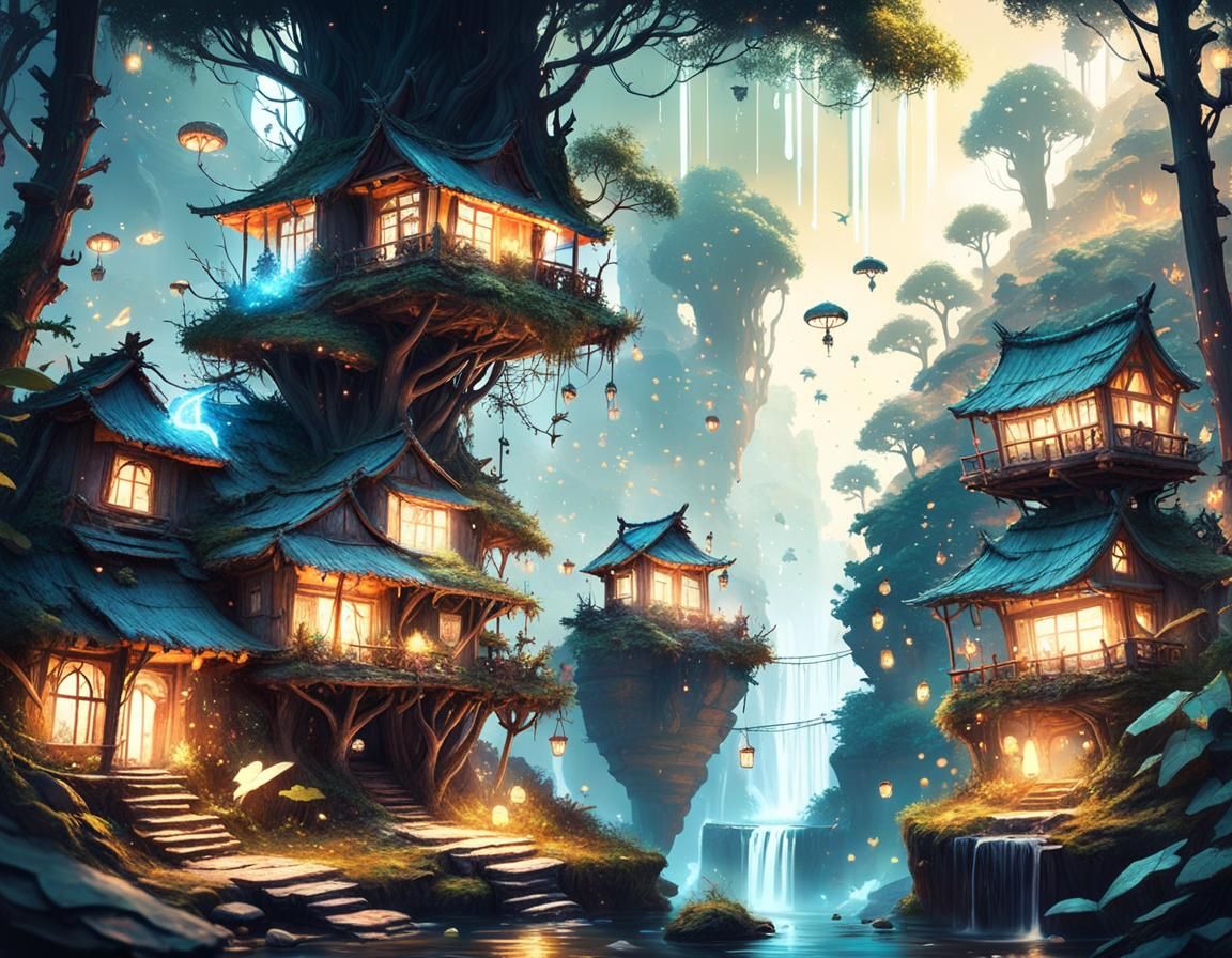 Enchanting Fairy Village in the Trees