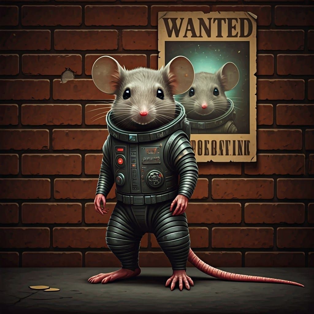 Mouse in Alien Spacesuit in Pulp Style