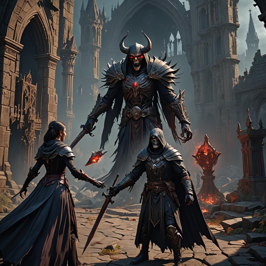 Cleric Undead Hunter Faces Vampire: Fantasy Art