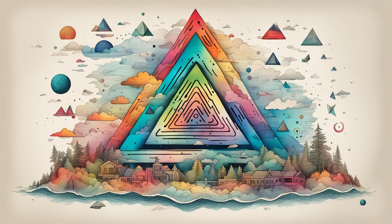 Whimsical WiFi Bermuda Triangle Ink Poster