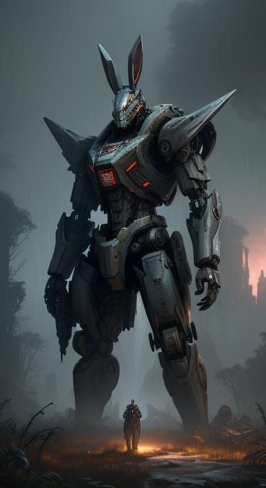 Abandoned Rabbit Mecha in Ruined Castle