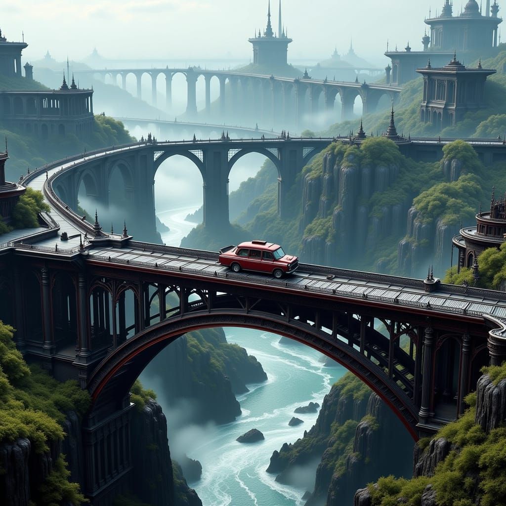 Steel River Bridge with Rococo-wave Details