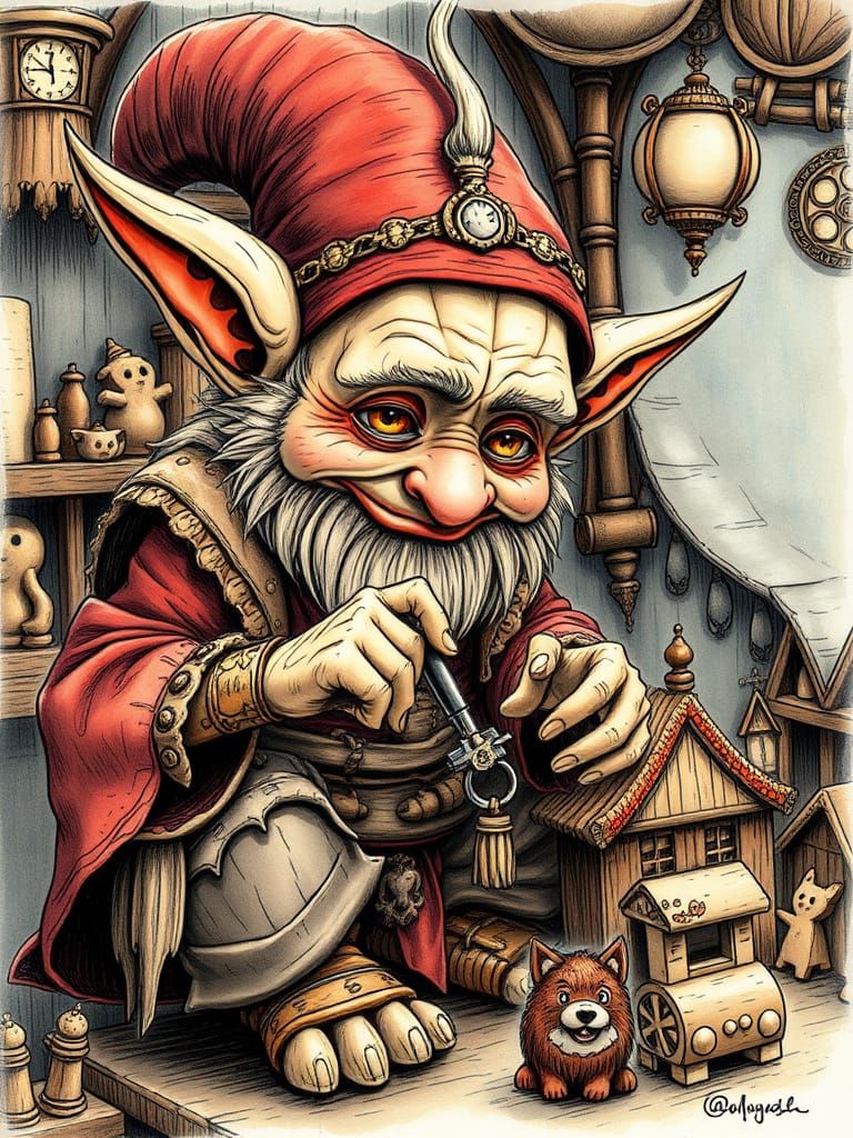 Whimsical Goblin Crafts Delightful Toys in a Medieval Villag...