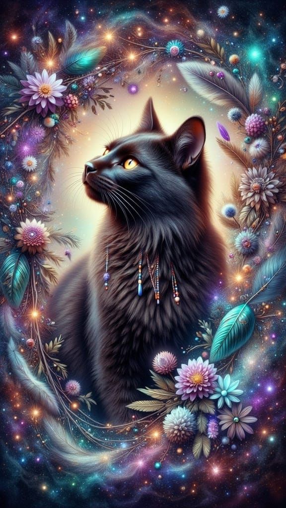 Surreal Black Cat Unleashes Mystical Reality Bending Aura