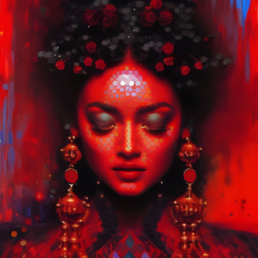 Princess in Red: A Pointillist Pop Art Portrait